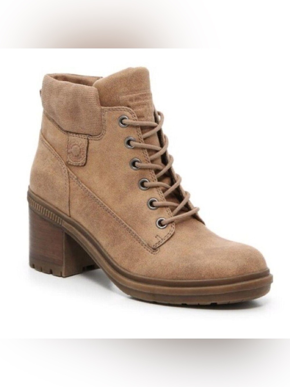 Womens Suede Lace-Up Ankle Boots in Tan Crown Vintage Charley 6.5